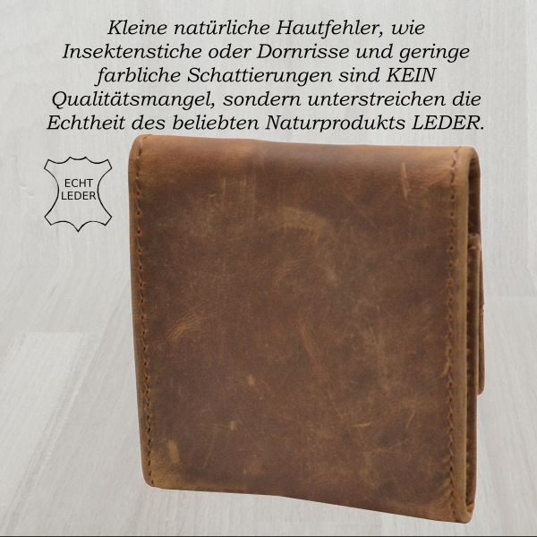 Mini Börse kleine Münzbörse Wiener Schachtel mit einen Geld Kartenfach Taschen Börse (Braun)